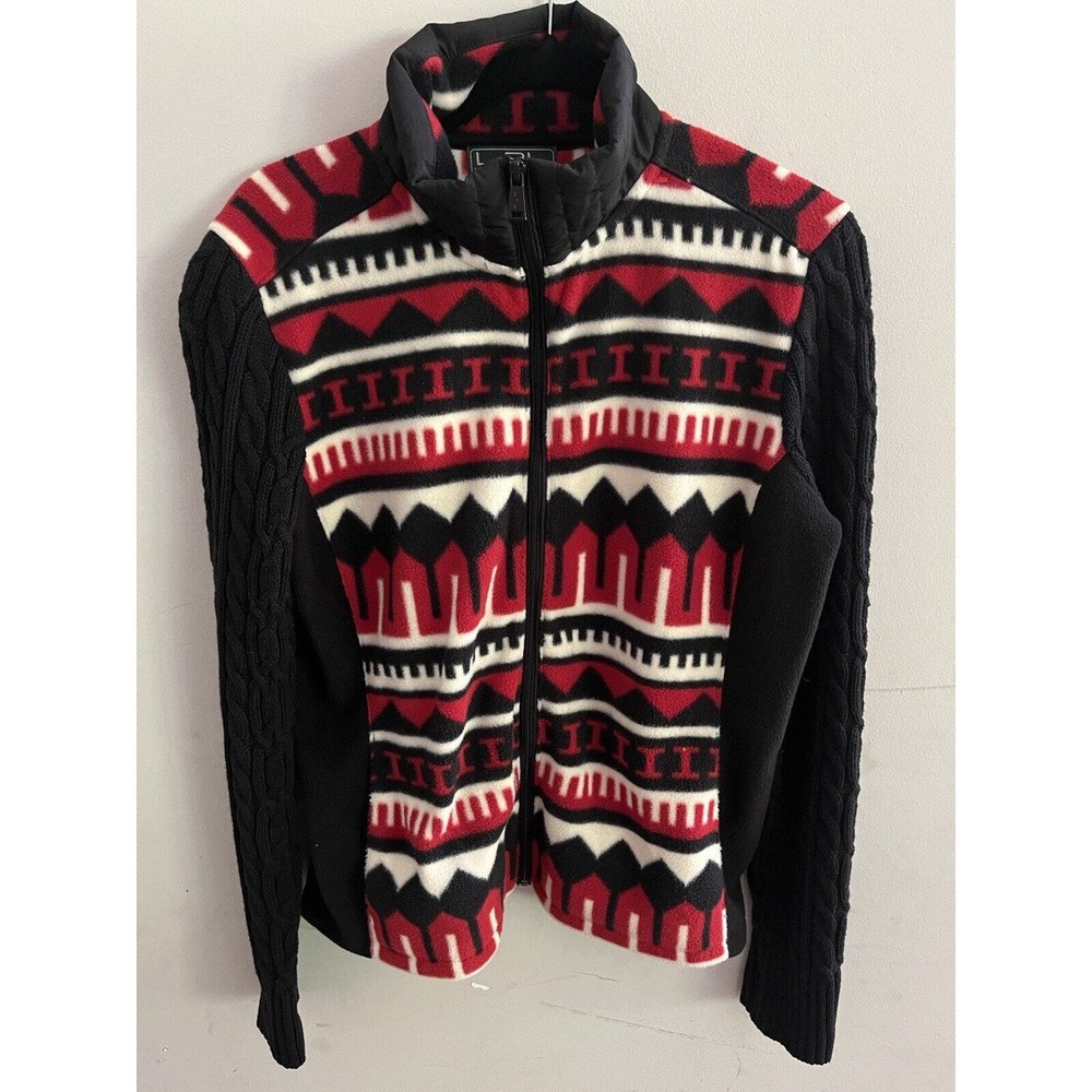 LRL Lauren Ralph Lauren Western Aztec Cable Knit & Fleece Zip Up Jacket Large
